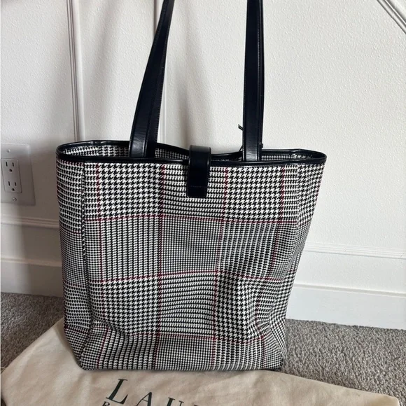 !!SOLD!!Lauren Ralph Lauren Black and White Checkered Tote Bag Set - Picture 5 of 13